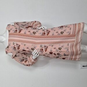 AUW Pink Brown Floral Bohemian Cold Shoulder Coquette Shift Dress Plus Size 16